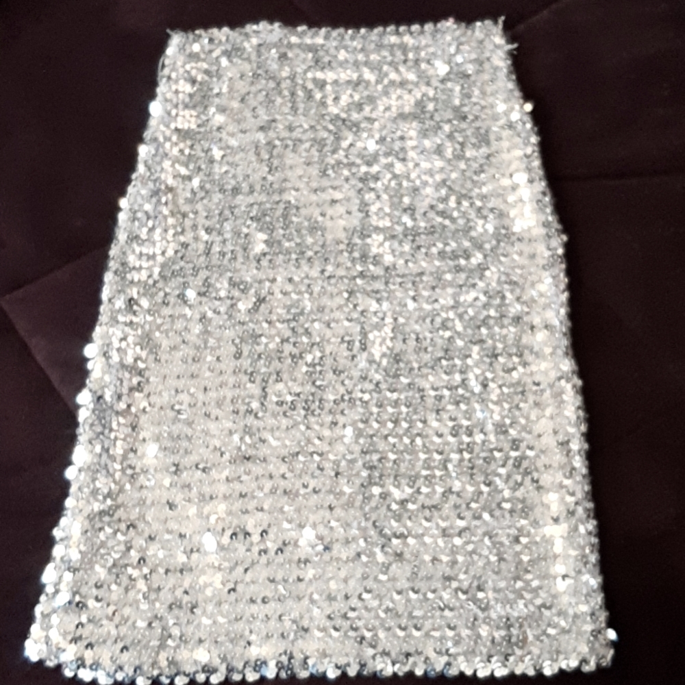 Toppettes Silver Sequin skirt vintage